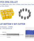 CNC Top-Notch Brushless Spindle Motor Kit 500W ER16 48V DC 0 To 12,000 RPM With LCD Readout, ER16 collets and V bit cutter