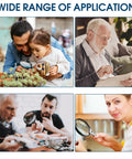 Four scenes using 3X Lighted Magnifying Glass With LED And UV Light, 5.5 Inch Handheld Magnifier For Reading And Inspection, Clear Lens For Seniors.