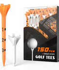 Pro 150 Pack Golf Tees Set With 130 Driver Tees And 20 Iron And Hybrid Tees Durable Reinforced Shaft Low Friction Orange