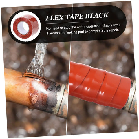 Waterproof Sealant Tape 1.5 Inch Flexible Rubberized Repair Tape for Pipes and Buckets shown on leaking pipe in red color