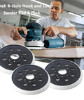 Woodworker using 5 Inch 8 Hole Hook And Loop Replacement Sander Pad For Random Orbit Sanders 5 Inch Backing Pad Compatible With ROS20VS ROS20VSC ROS20VSK ROS20 ROS10 3 Pack
