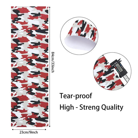 Red Camo 2 Pack Grip Tape 9 Inch By 33 Inch Waterproof Longboard Scooter No Slip Bubble Free Griptape With Durable Silicone Carbide Grit Features