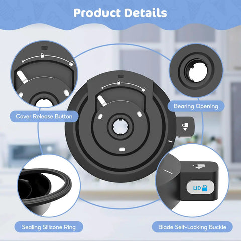 Detail view of Replacement Outer Bowl Lid For NC700 Series Ice Cream And Soft Serve Makers with button, buckle, and seal ring.