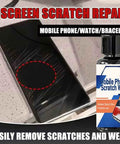 Scratch Remover For Phone Screens And Other Gadgets With Quick Fix Polish Cream And Sponge 40 Ml Or 100 Ml bottle and scratched phone screen.