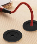 4 Pack Black Desk Grommets For Cable Management 1 And A Quarter Inch 32mm Flexible Silicone Wire Hole Covers on wood desk