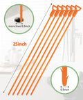 Heavy-Duty 25-Inch Drain Clog Remover Kit For Hair Buildup, Plumbing Snake With Easy Grip Handle, Shower Drain Cleaner And Hair Catcher For Most Drains, Fast Unclogging, No-Fuss Poly Construction, 6 Pack, orange 25-inch poly drain snakes