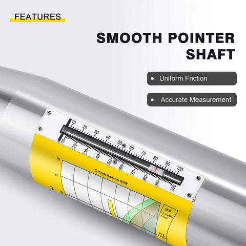 Concrete Rebound Hammer Tester ZC3A Pro Grade with English label and calibration certificated, close-up of measurement scale