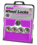 Packaging of Cone Seat Under Cap Wheel Lock Set M14x1.5 Thread Size Four Pack in Silver with 22mm Hex