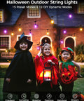 Smart Outdoor String Lights 49 Ft RGBW With 15 LED Bulbs App And WiFi Control Alexa Compatible IP65 Waterproof Color Changing Bulbs