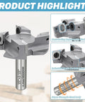 Heavy Duty Half Inch Shank Two And A Half Inch Cutting Diameter CNC Spoilboard Surfacing Router Bit With Four Wing Replaceable Industrial Grade Carbide Tipped Inserts For Slab Flattening Bottom Cleaning And Woodworking Milling