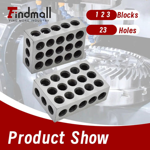 1 X 2 X 3 Inch Hardened Steel Machinist Blocks Matched Pair With 23 Holes Precision Ground On All Sides For Accurate Squareness Beefy Milling Setup Blocks Built Tough For Reliable Long Lasting Accuracy. matched pair of hardened steel machinist blocks with 23 holes
