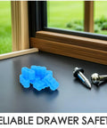 20 Pack Rubber Drawer Slide Stoppers For Whisper Quiet Glide Operation with screws on a wooden tabletop