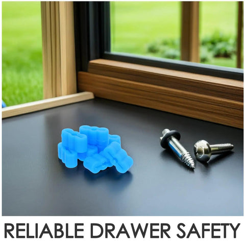 20 Pack Rubber Drawer Slide Stoppers For Whisper Quiet Glide Operation with screws on a wooden tabletop