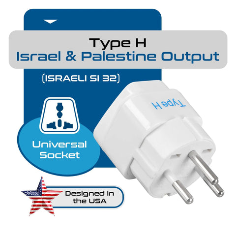 Type H Travel Power Adapter 3 Pack Grounded 3 Prong Plug Travel Kit For Israel Palestine Jerusalem Holy City