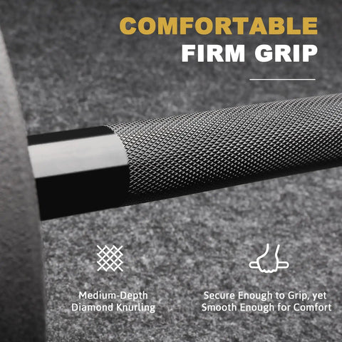 Beefy Heavy Duty 4 Foot Barbell For Strength Training And Olympic Lifts, 2 Inch Sleeve, knurling detail for firm grip