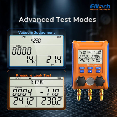 Digital HVAC Manifold Kit With Hoses And R410A Adapter, Pro Grade Pressure And Vacuum Tester For Quick Readouts, Leak Detection, And Accurate Diagnostics, Budget Friendly Tool For Technicians And DIYers on display