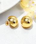 Gold Plated Dope Half Ball Dome Stud Earrings For Women Hypoallergenic Nickel Free Polished Round Button Post Minimalist Jewelry Gift For Christmas Birthday Party, 18mm