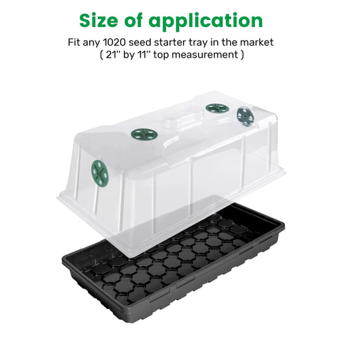 10 Pack Humidity Dome Set For Propagation, 7 Inch Tall Extra Strength Lid With Four Adjustable Vents, Pro Grade, Fits 10x20 Inch Flat Trays, Ideal For Seed Starting, Cloning, Germination And Humidity Control