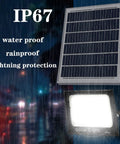 JUDYSSY Solar Flood Light60W100W200W, waterproof solar light with IP67 rating and solar panel, for garages and yards.