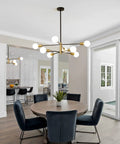 Dope Black And Gold Sputnik Chandelier 8 Light Modern Ceiling Fixture With Height Adjustable Rods in dining room