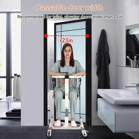 Heavy Duty Patient Lift Transfer Chair With Easy Hand Crank For Smooth Bed To Wheelchair Moves, fits through 23 in doorways.