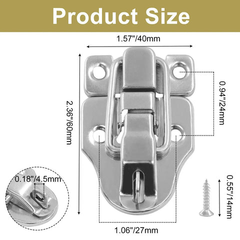 Dimensions of 2 Pack Metal Toggle Latch Set With Duckbill Hasp Catch And Padlock Hole Durable Silver Latches