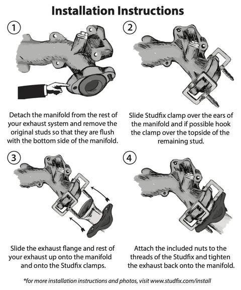 Exhaust Stud Clamp Kit For V8 And V10 Trucks Easy Inexpensive Fix To Reattach Down Pipe And Flange Installation Guide