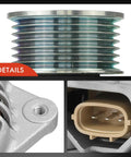 Close-up of 7-groove pulley and connector on Alternator Replacement Fits Nissan Murano 2015 2017, Pathfinder 2013 2017, Infiniti QX60 2014 2016, JX35 2013 3.5L V6, 12V 150A.
