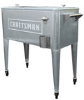 Craftsman Licensed 80-Quart Galvanized Cooler With Wheels For Outdoor Patio Porch Tailgate Ready Ice Chest Ideal For Worksites And Backyard Parties For Every Outdoor Gathering And Event with metal body and casters