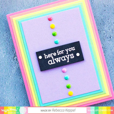 Card made with A2 Layers Die Set Of Seventeen Nesting Rectangle Panel Die Cuts for creating multi-layer backgrounds with bright colors.
