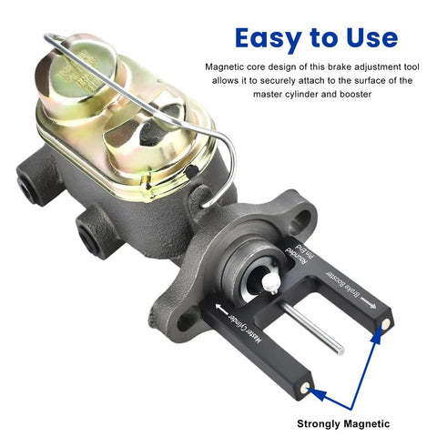 Heavy Duty Aluminum Brake Booster Adjustment Tool With Built In Magnet For Master Cylinder Push Rod Alignment showing magnetic core design for easy use.