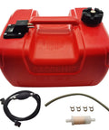 Portable Boat Fuel Tank 12L 3 Gallon Marine Fueling Tank Replacement For Outboard Motor shown with hose and connectors