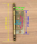 Set Of 6 Vintage Antique Brass Flap Hinges For Wooden Boxes Jewelry Cases Cabinets Cupboards Medium Size With 2 Inch Plate And 83 mm Axis