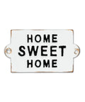 Built Like A Tank Cast Iron Home Sweet Home Wall Decor Featuring Distressed Antique White Finish, close-up view of the text.