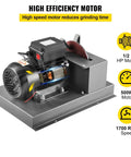 Rock Solid 500W Bench Grinder With 7 Inch Wheel For Sharpening Lawnmower Blades Knives And Scissors, showing high efficiency motor.