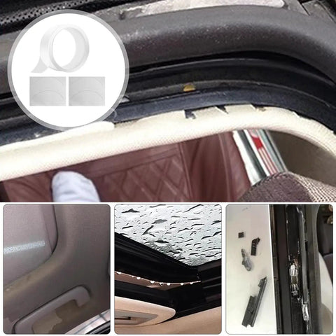 Clear Sunroof Sealing Tape For Leak Prevention And Waterproof Repair Invisible Roof Leak Sticker Seal Strip Kit For Panoramic Sunroofs Easy DIY Patch Weatherproof Automotive Leak Fix on vehicle sunroof.