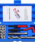 14 Piece M14 X 1.5 Thread Repair Kit With High Speed Steel Inserts And Red Handle in blue case for auto repair and engine work.