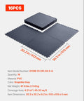 Interlocking Garage Floor Tiles 16 Pack, Diamond Plate Texture Non Slip PVC Floor Mats, 20.2x20.2x0.2 Inches, Graphite Gray, Quiet, Durable, DIY Friendly, Easy Install for Garages, Workshops, and Warehouses, 16 tiles shown