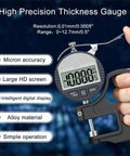 Digital Thickness Gauge 0 To 12.7mm And 0.5In With 0.01mm 0.0005In Resolution, Easy Read LCD, Ultra Precise Thickness Meter For Paper Film Leather And Wire, Great For Printing Press Settings Black, alloy handheld digital gauge with LCD display