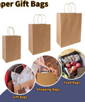 90 Pack Brown Kraft Paper Bags With Handles Bulk Assorted Sizes Small Medium Large for Gift Shopping Groceries Party