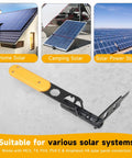Universal MC4 Disconnect Tool 6-In-1 Wrench with solar panel visuals for home, camping, and solar power station use