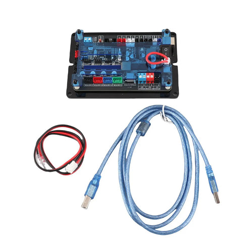 Upgrade Your Workshop With This Badass 32 Bit GRBL Controller Board For 3 Axis CNC Woodworking And Stepper Motor Control features control board, power cables.