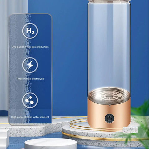 Hydrogen Water Bottle With Nasal Inhalation Hose For On The Go Hydration, 410ml Portable Rechargeable Hydrogen Rich Water Cup