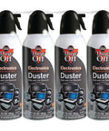 Pro Grade 10 Oz Compressed Gas Duster Pack Of 4 For Electronics And Labs, dusters in a row with labeling visible