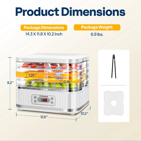Electric Food Dehydrator With Five Spacious Trays And 400 Watts Of Steady Heat To Keep Snacks Crunchy And Fresh Without Any Fuss dimensions and weight