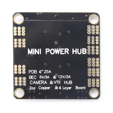 Top view of Beefy Power Hub And Distribution Board For Drone Builders With Double BEC 5V 3A And 12V 2A Output Up To 3A High Current