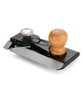 Heavy Duty Precision Side Rabbet Plane For Serious Makers Featuring Rock Solid Steel Construction T10 Sharp Blades And Dead Nuts Accurate Depth Control, close-up view.