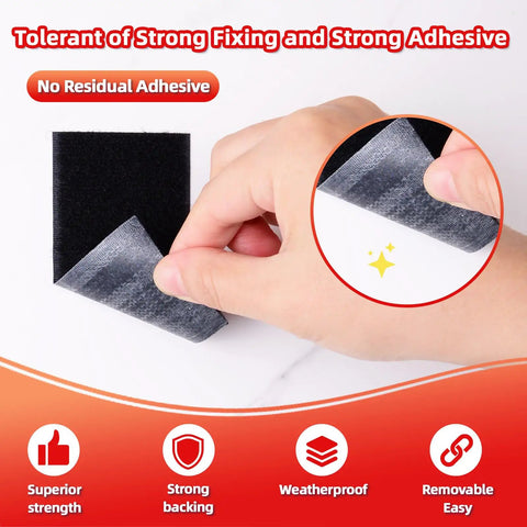 Close-up of a hand peeling Heavy Duty Hook and Loop Tape 1 Inch by 20 Feet Self Adhesive Interlocking Strips for Back Mounting