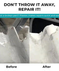 Before and after repair using DIY Plastic Repair Kit For Cracks And Breaks Fix Plastic Fiberglass Wood And More With Pro Grade Bond Mini Master Kit For Easy Glue Rebuild And Permanent Repairs Built For Do It Yourself Projects