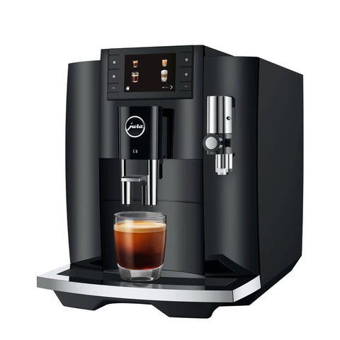 Next Level One Touch Automatic Coffee Maker In Slick Piano Black Finish Featuring Fresh Bean Grinding And Up To Seventeen Custom Drink Options For Home Setups Easy Peasy Controls Serve Up Straight Fire Espresso Every Single Day with glass of espresso.